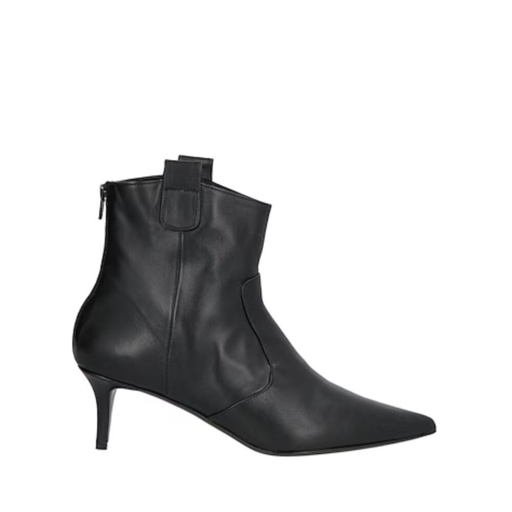 Marc Ellis Black‎ Leather Ankle Boots Pointed Toe Kitten Heel Western Inspired
